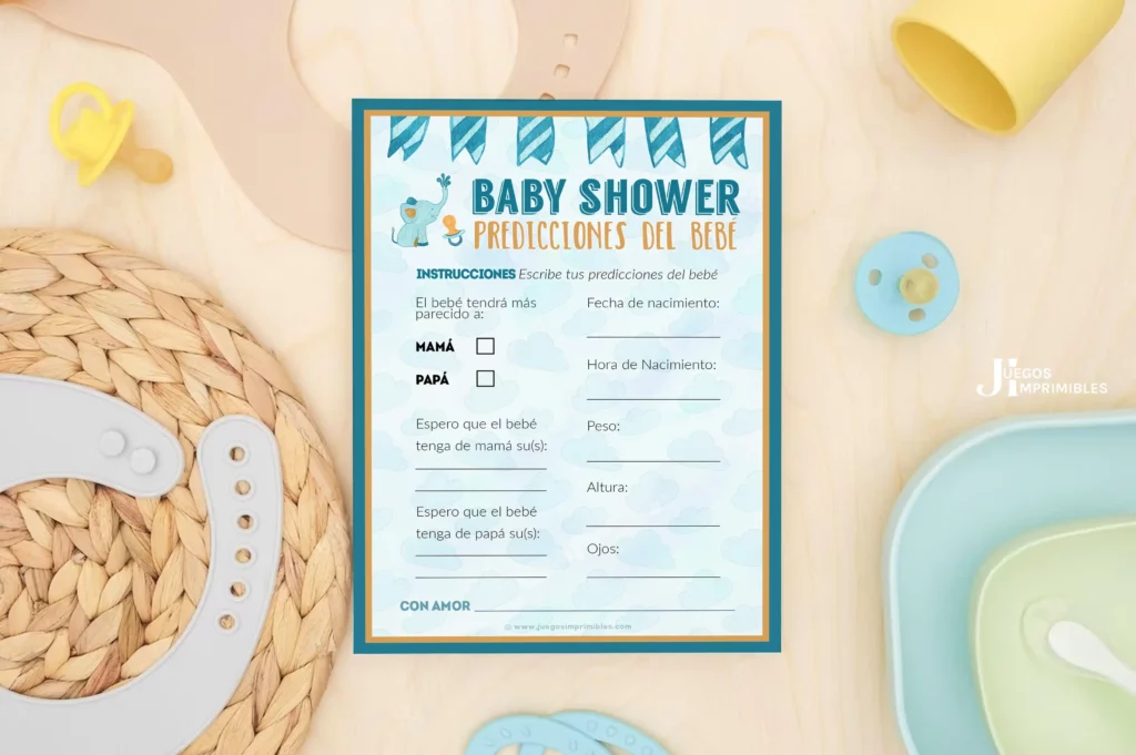 Baby Shower Niño Predicciones de Bebé