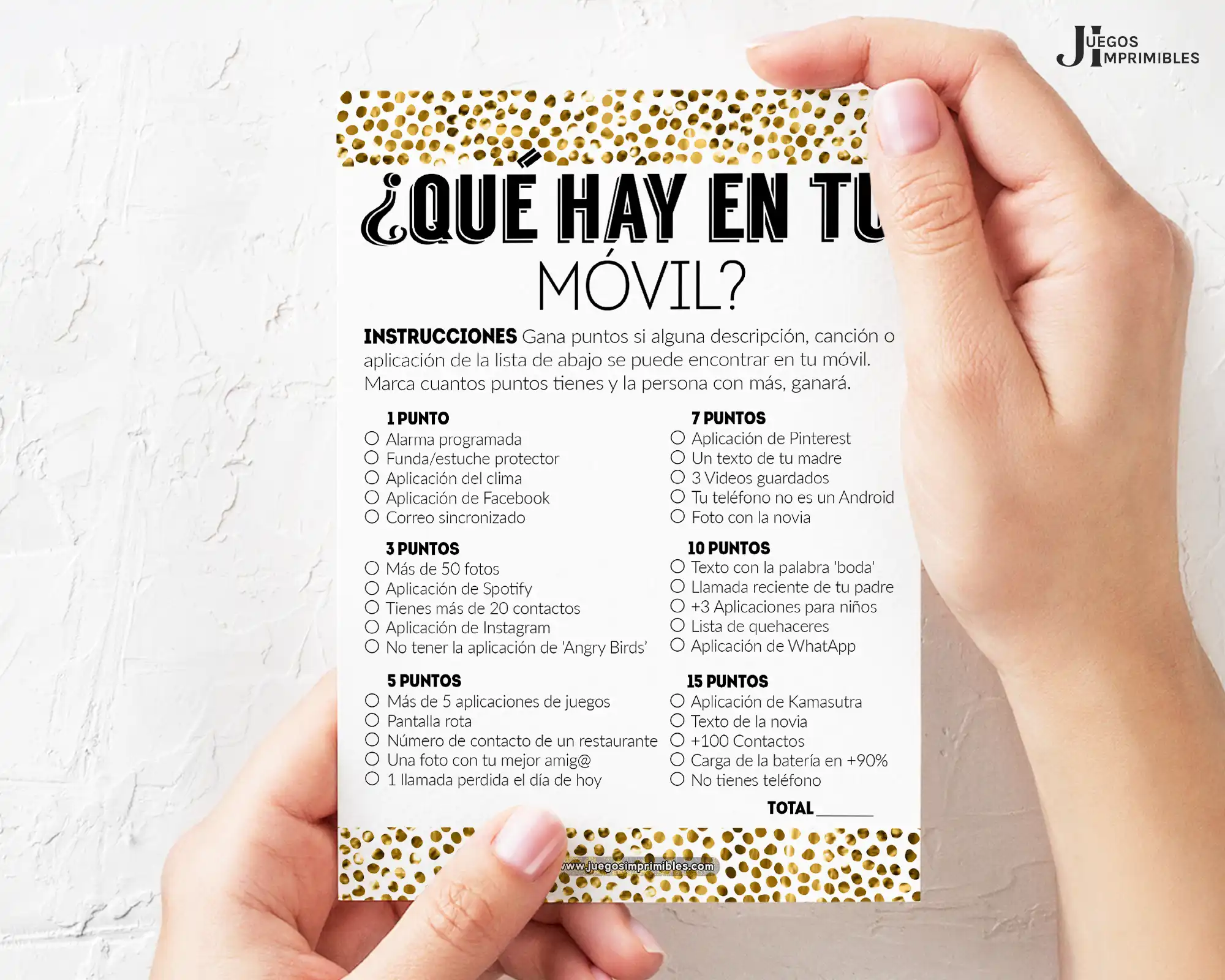 Qué hay en tu celular juego imprimible para despedida de soltera