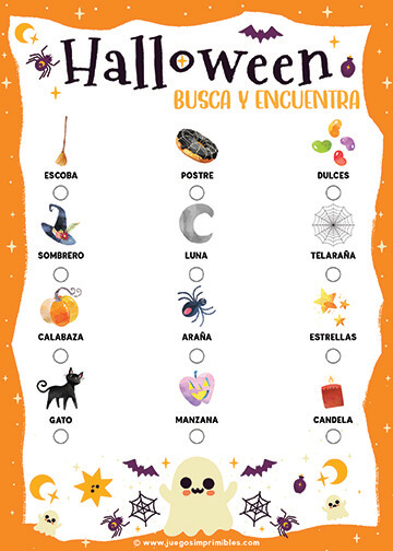 Busca y Encuentra de Halloween - Diseño Naranja
