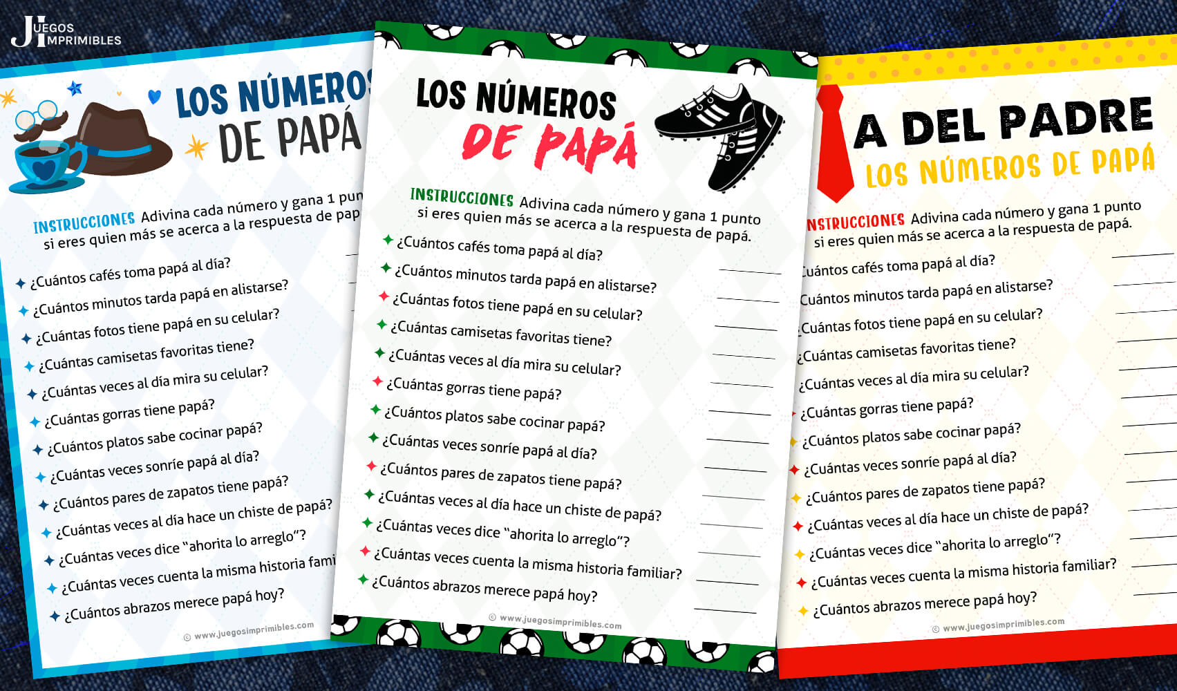 Los Números de Papá para Imprimir