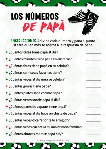 Los Números de Papá - Diseño 1