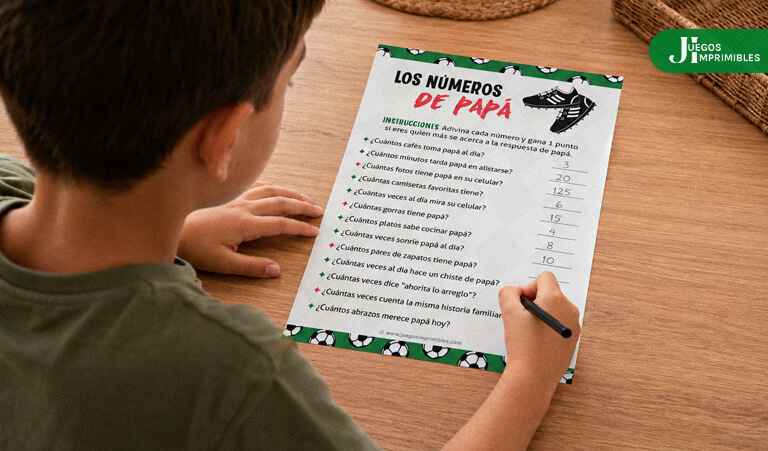 Juego Imprimible Números de Papá para el Día del Padre
